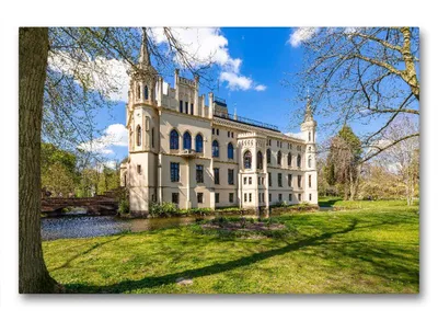 Produktbild von Premium Textil-Leinwand 90x60cm quer Schloss Evenburg | Wandbild, HD-Bild auf Keilrahmen, Fertigbild auf hochwertigem Vlies, Leinwanddruck von Andrea Dreegmeyer