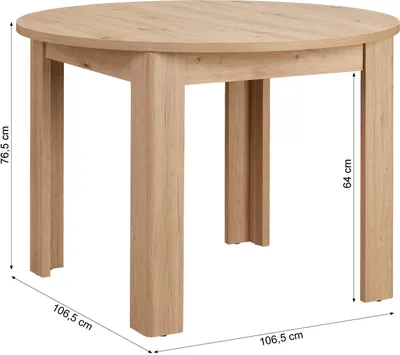 Produktbild von Homestyle4u Esstisch rund Ø 106 cm Braun Esszimmertisch Holztisch Küchentisch Holz Eiche