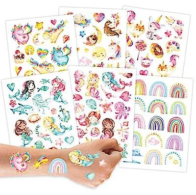 Produktbild von Kindertattoo-Set 03: Meerjungfrauen (100 Stück auf 6 Bögen)