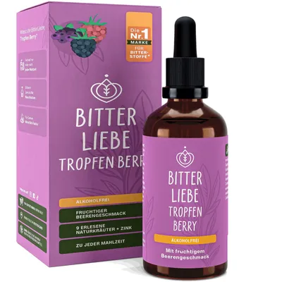 Produktbild von BitterLiebe Bitterstoffe Tropfen Mild Berry - 100 ml, alkoholfrei, vegan