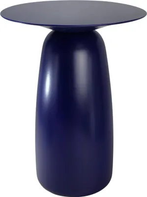 Produktbild von Beistelltisch BAOBAB 44 / Kaffeetisch - Sofatisch - Laptoptisch - Nachttisch - Pflanzentisch / Oval 32 x 44 / Gedrechseltes massives Buchenholz / Marineblau