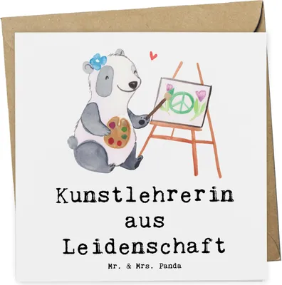 Produktbild von Mr. & Mrs. Panda Glückwunschkarte Kunstlehrerin Leidenschaft - Weiß - Geschenk, Klappkarte, anlasskarte, Kunstunterricht, Lustig, Spruch, faltkarte, Kunstschule
