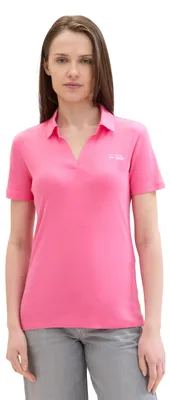 Produktbild von TOM TAILOR Damen Basic Poloshirt mit Logo , carmine pink, XXS