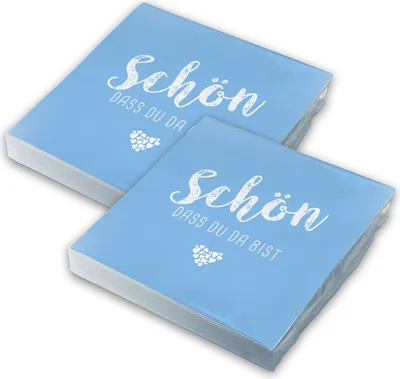 Produktbild von itenga 40x Serviette Schön dass du da bist hellblau Set