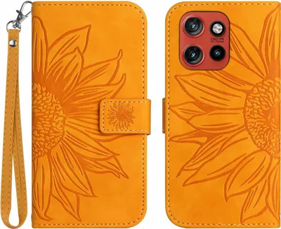 Produktbild von Motorola Edge 60 Neo Hülle - Coverup Sonnenblume Klapphülle mit Schlüsselband - Orange