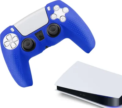 Immagine prodotto di Custodie e skin per PS5, PlayStation 5 - Custodia da gioco performante - Copertura morbida - Accessorio antiscivolo per controller - Blu - Grip