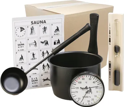 Produktbild von Eliga Sauna-Zubehör-Set "black" 5-teilig