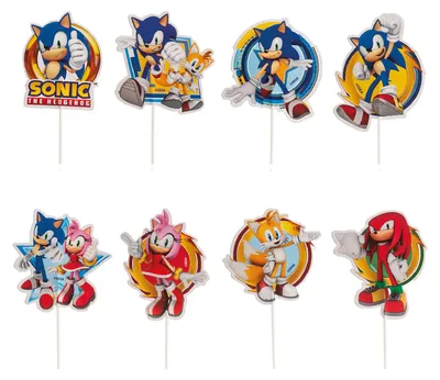 Produktbild von Dekora Sonic Kuchenpicker für Cupcakes und Muffin 16 Stück mit 8 verschiedenen Motiven
