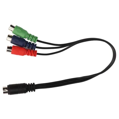 Zdjęcie produktu dla Kabel MINI DIN 9-pin na 3 RCA, kabel MINI DIN 9-pin męski na 3 RCA żeński, kabel MINI DIN 9-pin na RCA RGB, kabel MINI DIN na 3 RCA, kabel przejściowy MINI DIN na RCA RGB, kabel przejściowy wideo