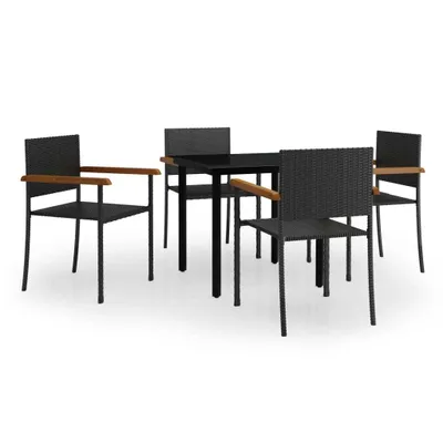 Produktbild von vidaXL 5-tlg. Garten-Essgruppe Schwarz