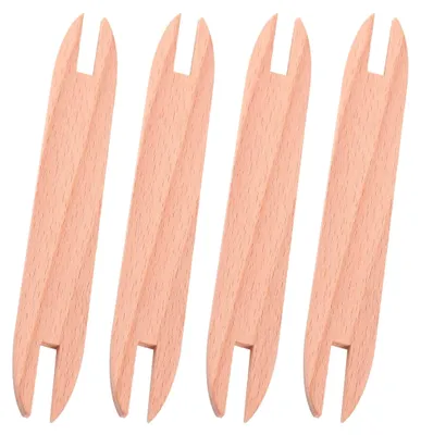 Produktbild von 4 Stück Holz Webschiffchen für Strickzubehör und Garnmanagement