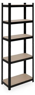 Image de Étagère robuste Relaxdays, H x l x P : 180 x 60 x 30 cm, 500 kg, acier, 5 niveaux, étagère de rangement pour cave ou garage, à assembler, noire
