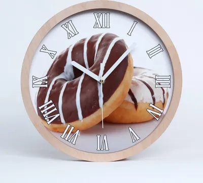 Produktbild von Holzuhr 20fi cm wanduhr - weiße Spitzen - Donuts mit Schokolade