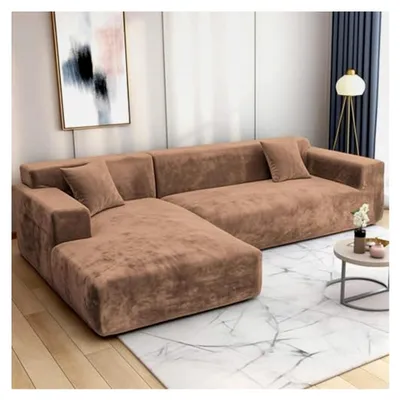 Produktbild von Sofabezug für L-förmiges Ecksofa Stretch Plüsch Universal für 1/2/3/4 Sitzer - 1 Sitzer, Kamel