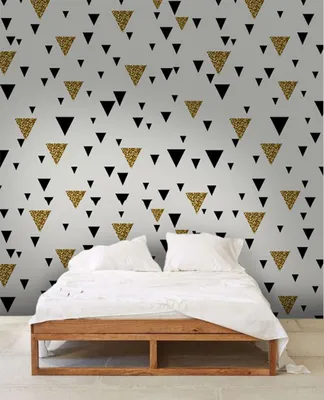 Produktbild von Coloray Fototapete 416x254 cm Latextapete Magicstick - Geometrische Dreiecke Goldenphoto.