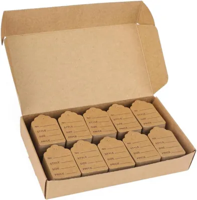Produktbild von Kraftpapier Preisschilder 1000 Stück, 50 x 35 mm, braun, für Geschenkanhänger