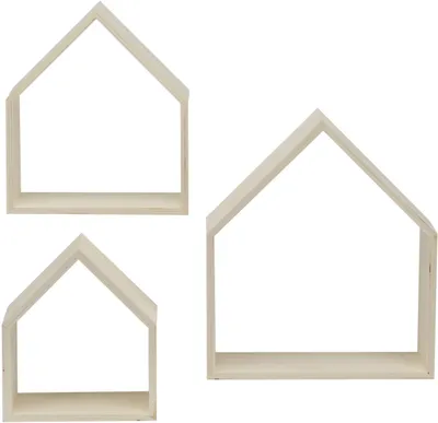 Produktbild von Glorex Design-Rahmen Holz Häuser 3 Stück