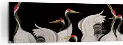 Produktbild von Bild auf Leinwand - Leinwandbild - Einteilig - Kraniche Vögel Grafiken - 160x50cm - Wand Bild - Wanddeko - Wandbilder - Leinwanddruck - Bilder - Wanddekoration - Leinwand bilder - AB160x50-4748
