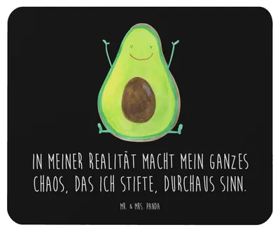 Produktbild von Mr. & Mrs. Panda Mouse Pad Avocado Glücklich - Schwarz - Geschenk, Freude, pc mausunterlage, computer mauspad, mousematte, Frucht, Chaos, Verrückt, Mousepad