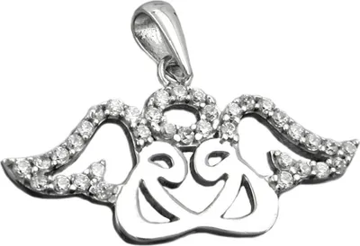 Produktbild von Anhänger zwei stilisierte Engel mit Heiligenschein Zirkonia 925 Silber Damen