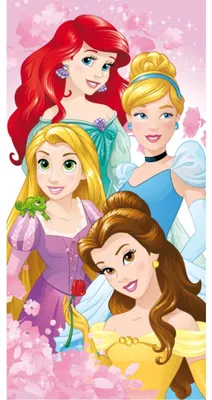 Obrázok produktu pre Disney Arielle Popoluška Rapunzel Belle osuška, plážová osuška, uterák, princezná, 70 x 140 cm, 100% bavlna