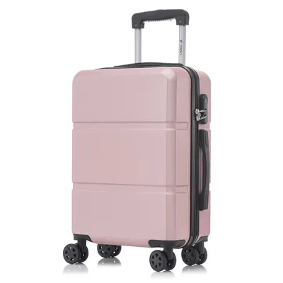 Produktbild von Koffer Trolley Reisekoffer Suitcase, Rollkoffer Handgepäck ,mit 4 Rollen360°, Hartschalenreisekoffer, Zahlenschloss, Weicher Gummigriff(M, Roségold)