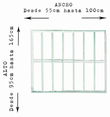 Produktbild von Fenstergitter ausziehbar 55 × 95 bis 100 × 165 cm Weiß – Einbruchschutz Sicherheitsgitter aus Stahl für hohe Fenster, verstellbar