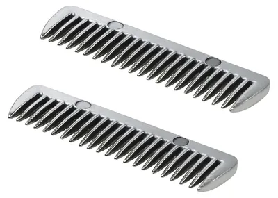 Pferdekamm-Set 2 Stück, Metall, Mähnenkamm, silber