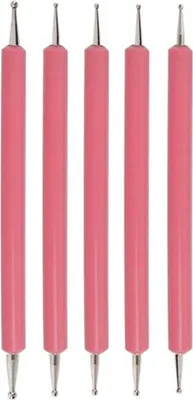 Produktbild von 5er Nagel Punktierstift Set Doppelseitig Punktierung Werkzeug DIY Nagel Desing, Farbe:Rosa