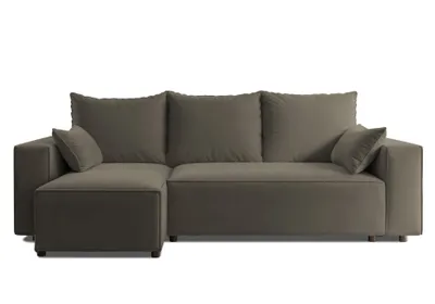 Produktbild von 4ALLHOME Ecksofa mit Schlaffunktion TOBI, Couch, Sofa mit Bettkasten, Eckcouch, L-Form Velo 625 Grau-Braun
