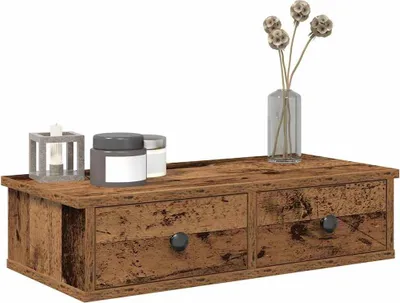 Obrázek produktu pro Maison Exclusive – nástěnná police se zásuvkami, vzhled starého dřeva, 60 x 28 x 15 cm, dřevěný materiál