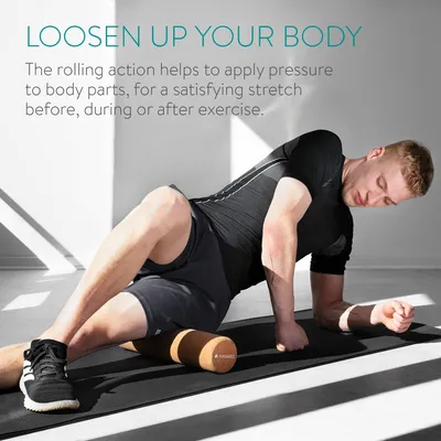 Produktbild von Navaris Faszienrolle Kork - Rolle für Yoga Massage Gymnastik Balance Boards - Massagerolle Fitnessrolle Rückenrolle - Faszien Training
