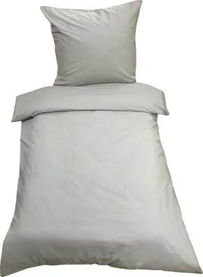 Produktbild von 2 tlg Uni Bettwäsche 135x200 Grau Einfarbig Renforce Garnitur Set 100% Baumwolle