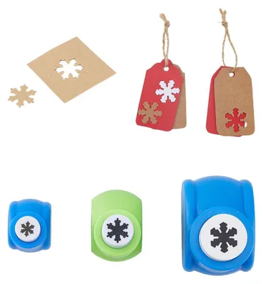 Productafbeelding van Papieren stanset - 3 verschillende sneeuwvlokmotieven - voor knutselwerk en scrapbooking - 3 stuks