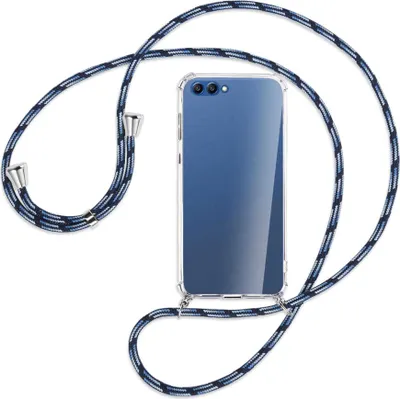 Produktbild von Handykette Backcover-Schutzhülle mit Band (Metall silberfarben) für Honor 10 - Blautöne