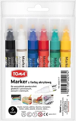 Obrázok produktu pre Marker akrylowy TOMA 6 kolorów z końcówką 2.5mm