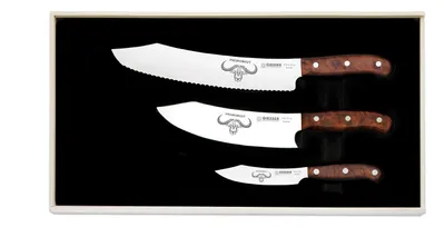 Produktbild von Giesser Messer PremiumCut 3er Set BBQ Messer 25cm 20cm 10cm Thujaholz Tree of