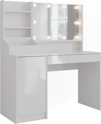 Zdjęcie produktu dla Stół toaletowy Vicco Sherry Biały/biały wysoki połysk 119.8 cm 4 części, Model 57621