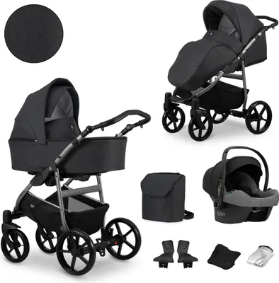 Immagine prodotto di Carrozzina Kunert 3in1 MATA antracite/grafite con navicella, seggiolino sportivo e seggiolino auto