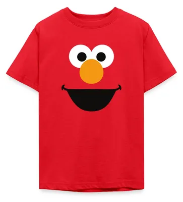Produktbild von Spreadshirt Sesamstraße Elmo Gesicht Kostüm Karneval Teenager T-Shirt, 134/146 (9-11 Jahre), Rot