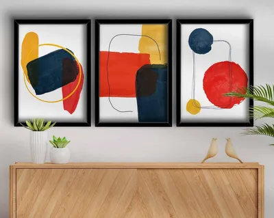 Produktbild von Wallity, Dekoratives MDF-Bild (3 Teile) - Abstrakt, Geometrisch, 38x53 cm