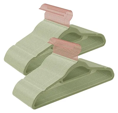Produktbild von Kleiderbügel aus Samt, 50er-Set, hellgrün, 43,5 x 0,6 x 22,5 cm