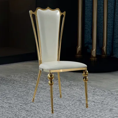 Immagine prodotto di Mobili per sala da pranzo, sedia di design bianco e dorata, imbottita, stile moderno