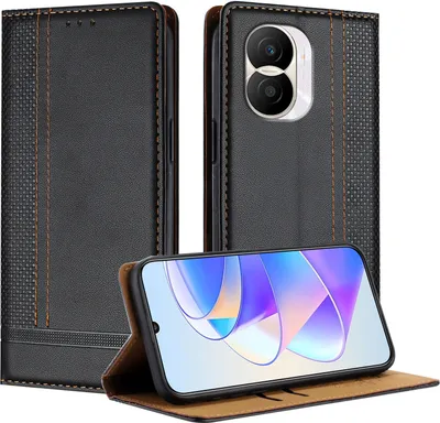 Image de Etui pour Honor X40i étui en cuir avec fonction stand noir