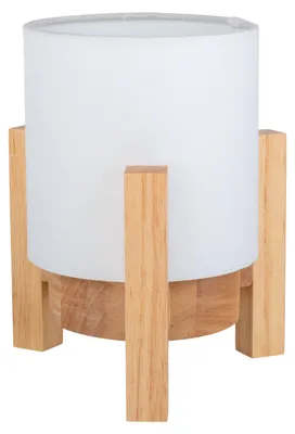 Zdjęcie produktu dla Lampa stołowa - Bezprzewodowa lampa stołowa "MADITA", wysokość: 19 cm, kolor: biały/naturalny. Lampa stołowa w stylu skandynawskim, wykonana z drewna i tkaniny w kolorze białym, wysokość 19 cm, średnica 16,2 cm. Zawiera diodę LED – możliwość regulacji jasności – zasilanie akumulatorowe – możliwość zasilania akumulatorem lub z sieci – czujnik dotykowy – złącze USB typu C