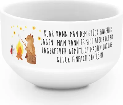 Produktbild von Mr. & Mrs. Panda dessertschale Bär & Marienkäfer Lagerfeuer - Weiß - Geschenk, Obstschale, reisschale, schale, salatschälchen, Müslischüssel, Teddy, Schüssel