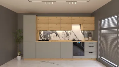Produktbild von Küchenzeile – Küchenblock – Einbauküche – Komplettküche – Singleküche – Nexa – KÜ02-L– 360 cm – Beige & Woodline Matt Ohne Arbeitsplatte & Elektroger