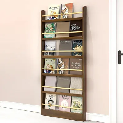 Immagine prodotto di Scaffale a parete per libri per bambini, in legno di noce, dimensioni 50x10x178 cm