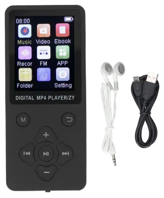 Immagine prodotto di Lettore MP3 con schermo a colori da 1,8 pollici BT5.0 Audio Hi-Fi portatile per registrazioni di immagini, video e libri Nero