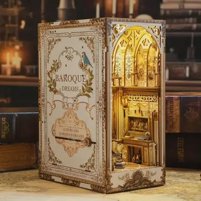Produktbild von DIY Book Nook Klassisches Barock - 3D-Puzzle - 403 Teile - Miniaturhaus aus Holz - mit LED